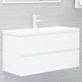 Sink Cabinet White Engineered Wood 35.4 x 15.2 x 17.7 i...
