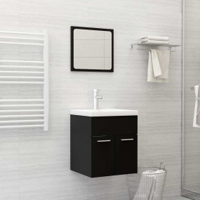 Bathroom Furniture Set Black Engineered wood, Acrylic M...