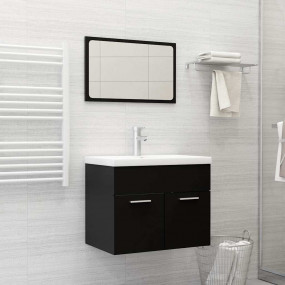 Bathroom Furniture Set Black Engineered wood, Acrylic S...
