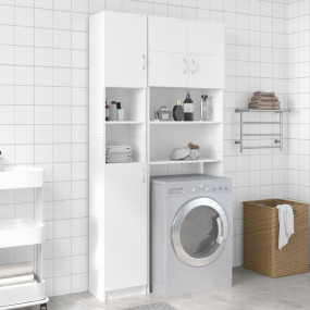 Bathroom Cabinet White Engineered Wood Tall Bathroom Ca...