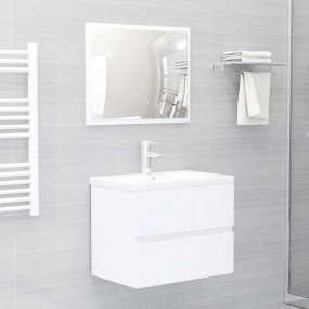 Bathroom Furniture Set White Engineered Wood, Acrylic M...