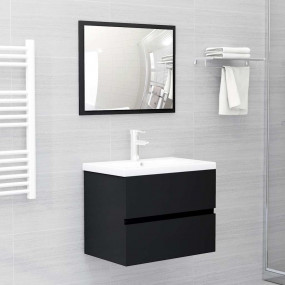 Bathroom Furniture Set Black Engineered wood Medium