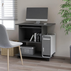 Computer Desk Gray Engineered wood Compact Sliding Comp...