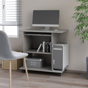Computer Desk Concrete Grey Engineered Wood Compact