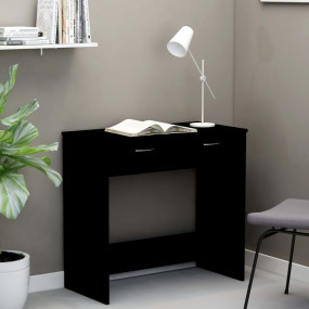Desk Black Engineered Wood Small Storage Desk Rectangul...