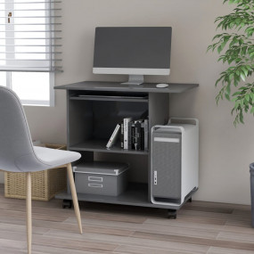 Computer Desk High gloss grey Engineered wood Compact