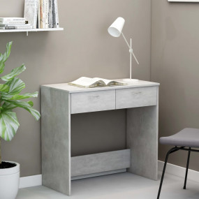 Desk Concrete Grey Engineered Wood Small Storage Comput...