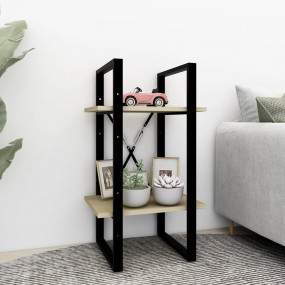 Book Cabinet Sonoma Oak, Black Engineered Wood, Metal C...