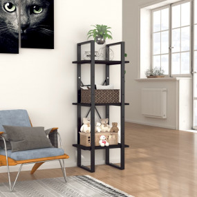 Book Cabinet Black Engineered wood, metal Three-Tier Bo...