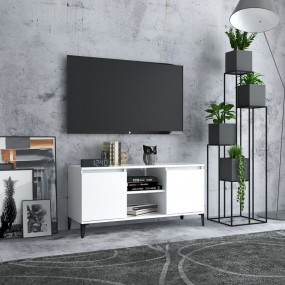 TV Cabinet White Engineered wood, Metal Medium TV Cabin...
