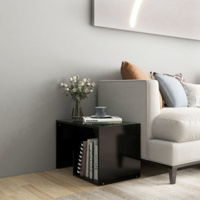 Side Table Black Engineered Wood End Table Rectangular ...