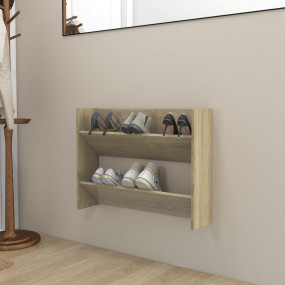 Wall Shoe Cabinet Sonoma Oak Engineered Wood Medium Wal...
