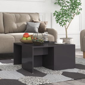 Coffee Table Set of 4 High gloss grey Engineered wood M...