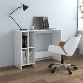 Desk High gloss white Engineered wood Medium Shelving D...