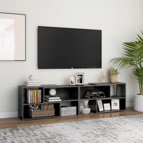 TV Unit High Gloss Grey Engineered Wood Medium Extendab...