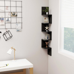 Wall Corner Shelf Black Engineered wood 7.9 x 7.9 x 50....