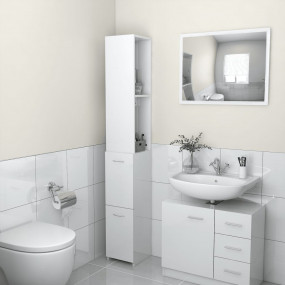Bathroom Cabinet High gloss white Engineered Wood Tall