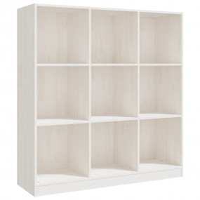 Book Cabinet White Solid Pine Wood Medium Book Cabinet