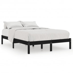 Bed Frame Black Solid Pine Wood Full Modern Bed Frame
