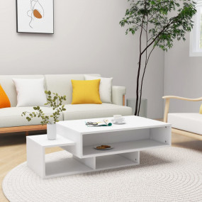 Coffee Table White Engineered wood Coffee Table Rectang...