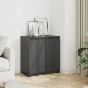Side Cabinet Gray Solid Pinewood Compact Side Cabinet