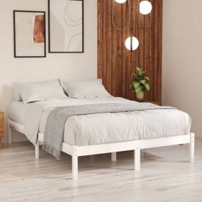Bed Frame White Solid pine wood King Durable Bed Frame