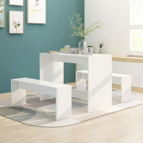Dining Set White Engineered wood Medium Durable Dining ...