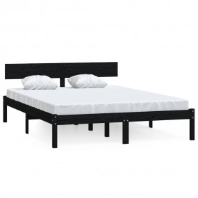 Bed Frame Black Solid pine wood Full Durable Bed Frame