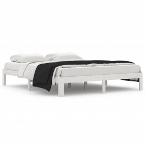 Bed Frame White Solid Pine Wood Full Bed Frame Rectangu...