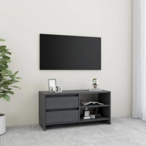TV Cabinet Grey Solid Pinewood Medium TV Cabinet Rectan...