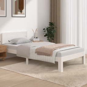 Bed Frame White Solid pine wood Single Durable Bed Fram...