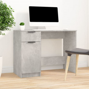 Desk Concrete Gray Engineered Wood Medium Desk Rectangu...