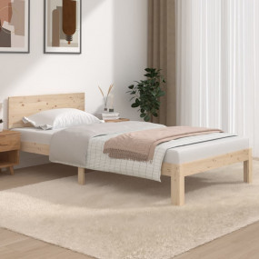 Bed Frame Natural Wood Solid Pine Wood Twin Tough