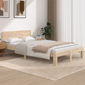 Bed Frame Natural wood Solid pine wood Full Durable Bed...
