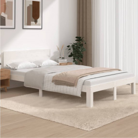 Bed Frame White Solid pine wood, plywood slats 47.2x78....