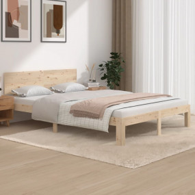 Bed Frame Natural Wood Solid Pine wood 55 x 79 in Durab...