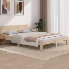 Bed Frame Natural Wood Solid Pine Wood King Durable Bed...