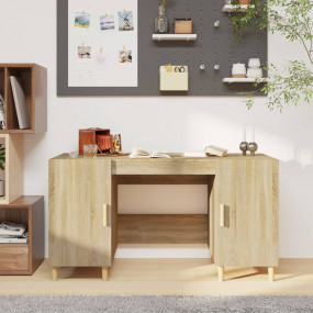 Desk Sonoma Oak Engineered Wood Medium Desk Rectangular