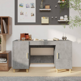 Desk Concrete Grey Engineered Wood 55.1 in x 19.7 in x ...