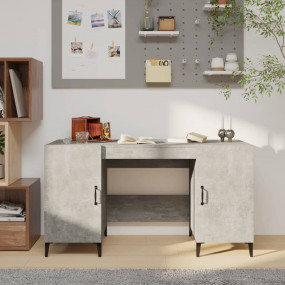 Desk Concrete Gray Engineered Wood Large Desk Rectangul...