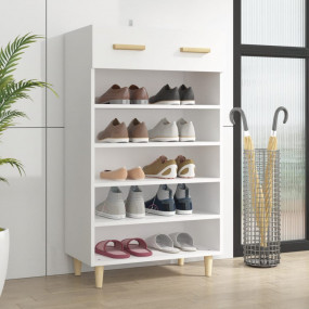 Shoe Cabinet White Engineered Wood Medium Shoe Cabinet