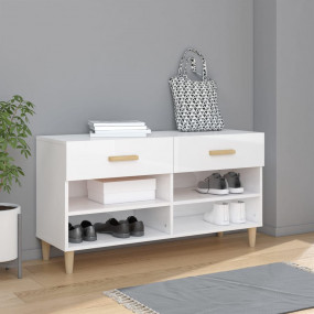 Shoe Cabinet High gloss white Engineered wood