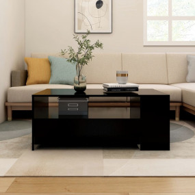 Coffee Table Black Engineered Wood 40.2 x 21.7 x 16.5 i...
