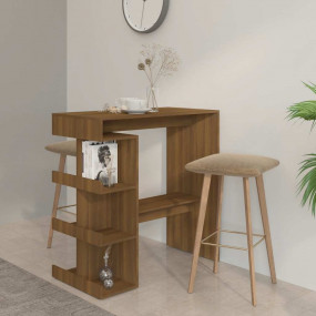 Bar Table Brown Oak Engineered Wood Medium Storage Bar ...