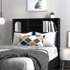 Headboard Cabinet Black Engineered Wood 39.4 x 7.5 x 40...