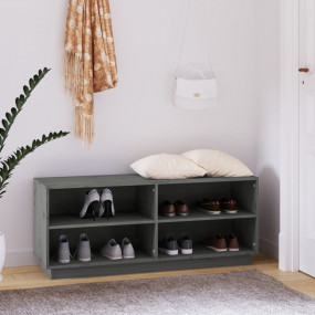 Shoe Cabinet Gray Solid Pine Wood Medium Shoe Cabinet