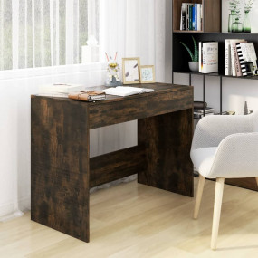 Desk Smoked Oak Engineered Wood Medium Desk Rectangular
