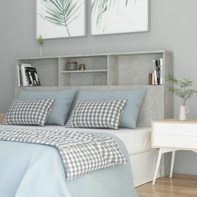 Headboard Cabinet Concrete Gray Engineered Wood 63 in w...