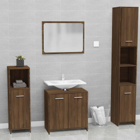 Bathroom Furniture Set Brown Oak Engineered wood Standa...