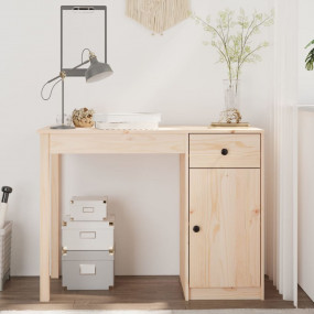 Desk Natural Wood Solid Pine Wood 39.4 x 19.7 x 29.5 in...